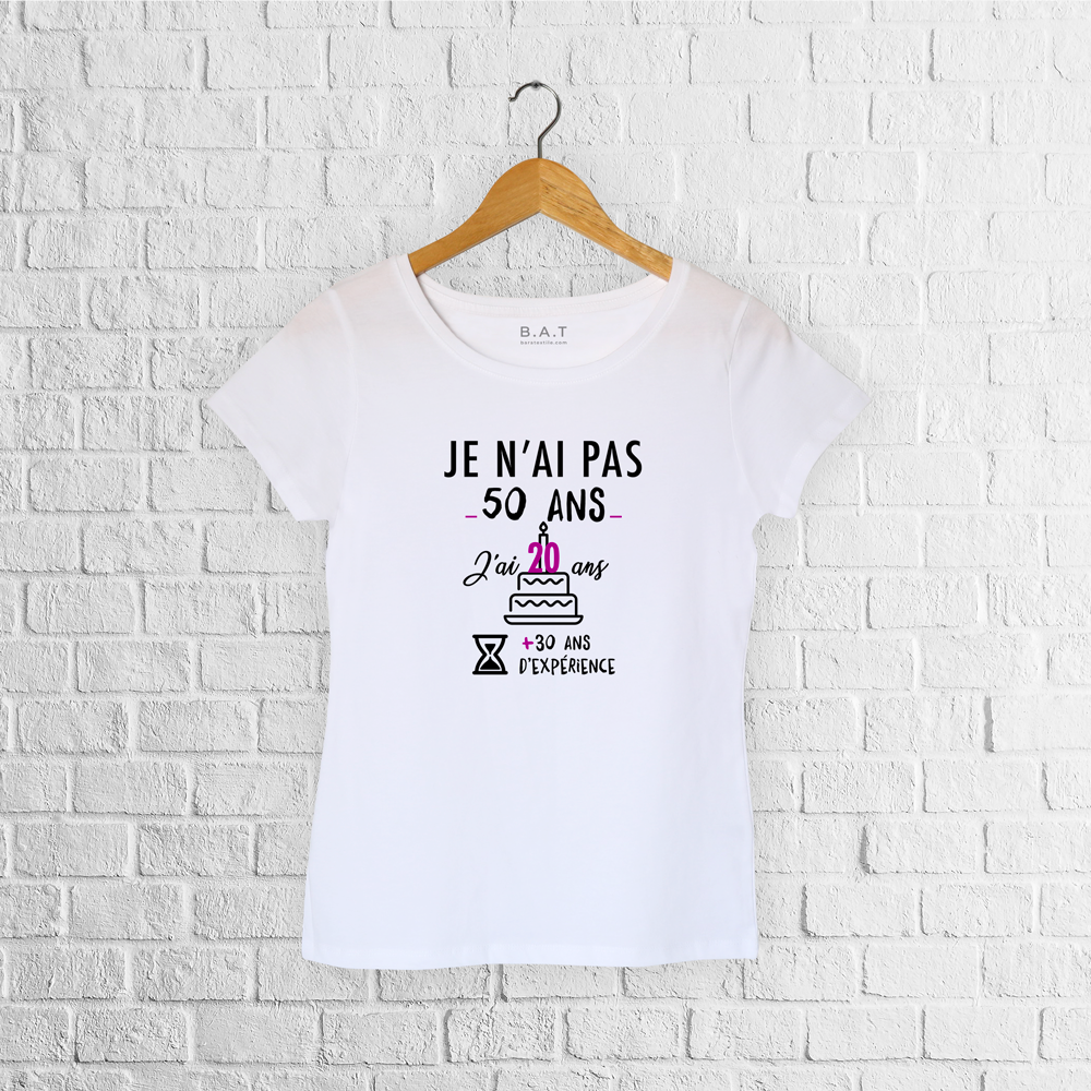 Tee shirt anniversaire 50 ans pour femme