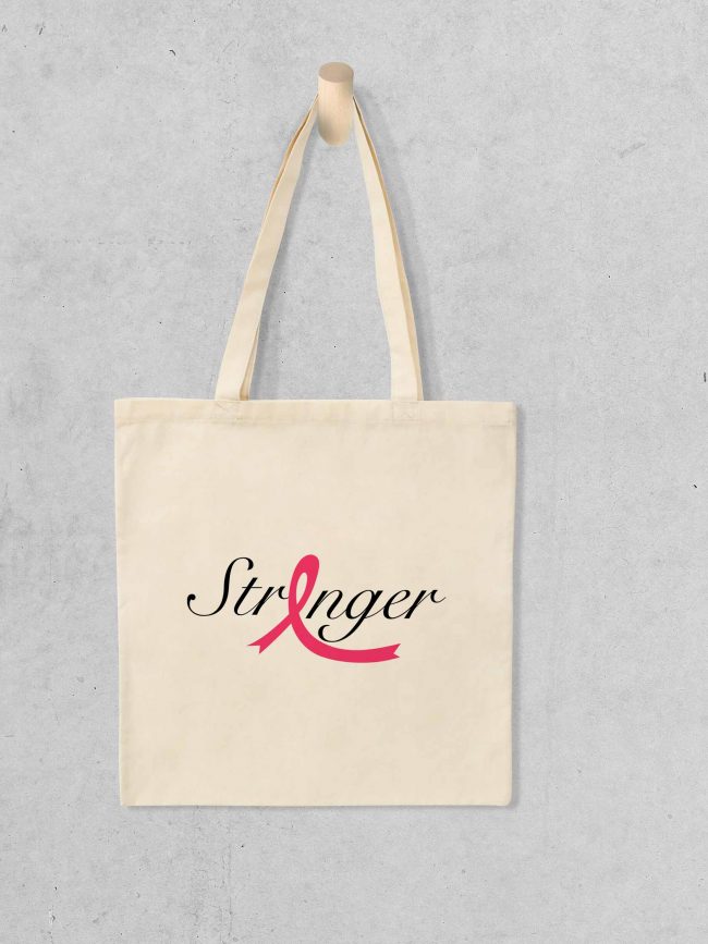 Tote bag Stronger 1 – Ruban rose