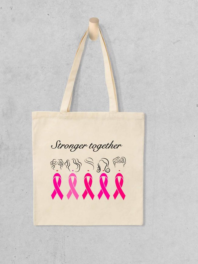 Tote bag Stronger together – Ruban rose