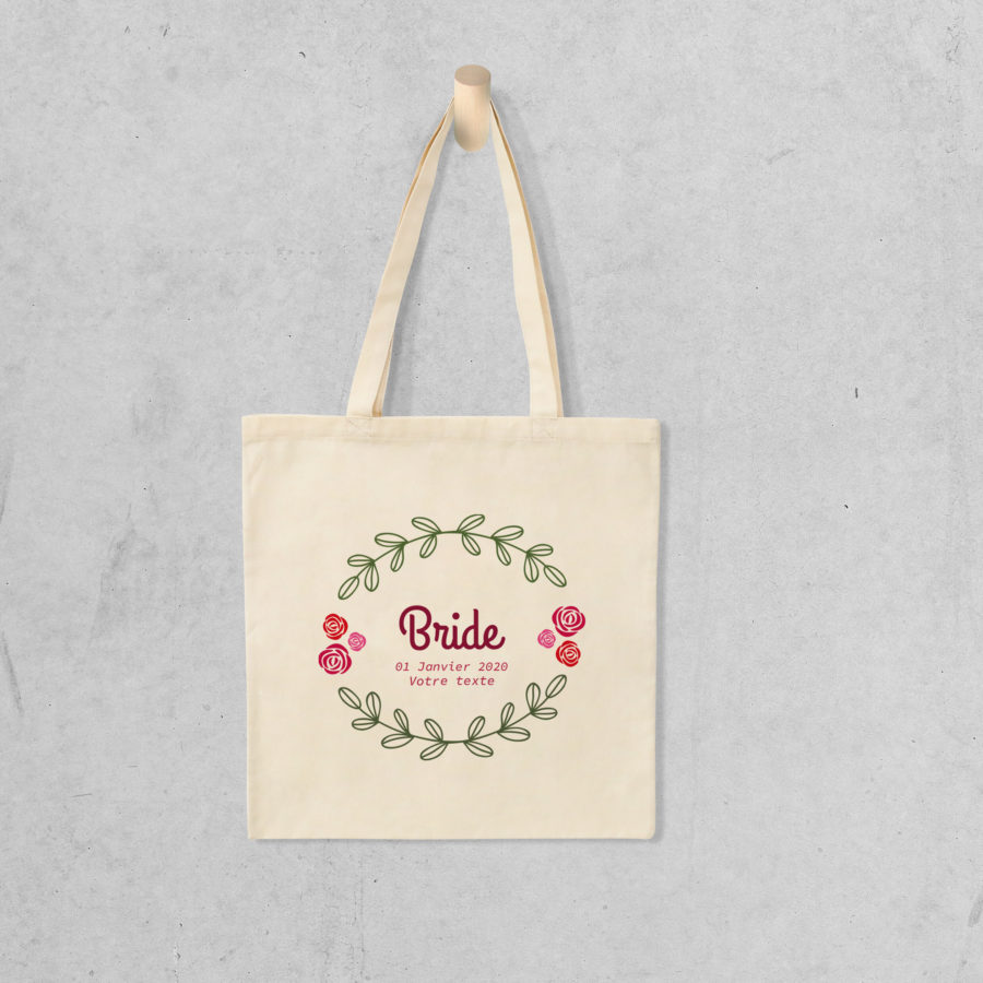 Tote bag EVJF Bride flower