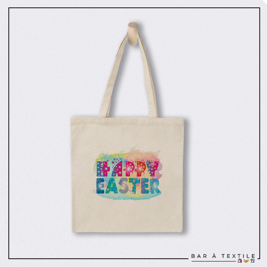 Tote bag Happy Easter coloré